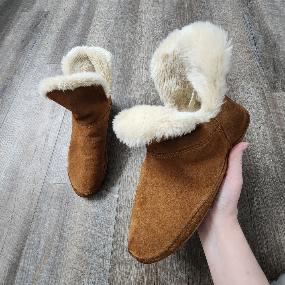Madewell Suede Faux Fur Slipper Booties, Women's Size 10